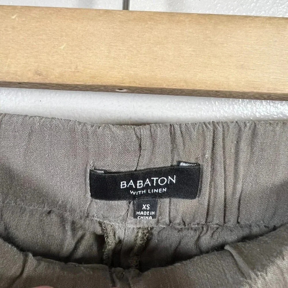 Aritzia Babaton Linen Blend Shorts Size XS Green Drawstring Minimal Normcore - Picture 3 of 7